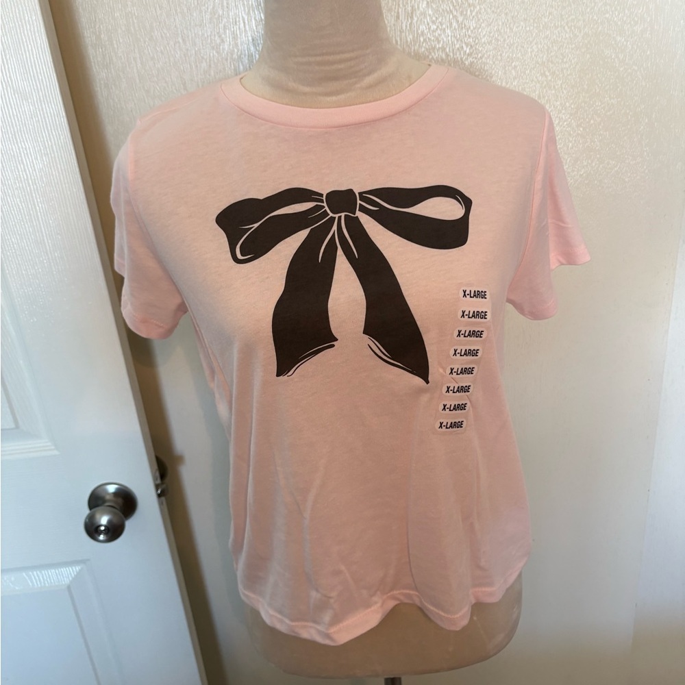 Pink Graphic Bow T-Shirt runs small